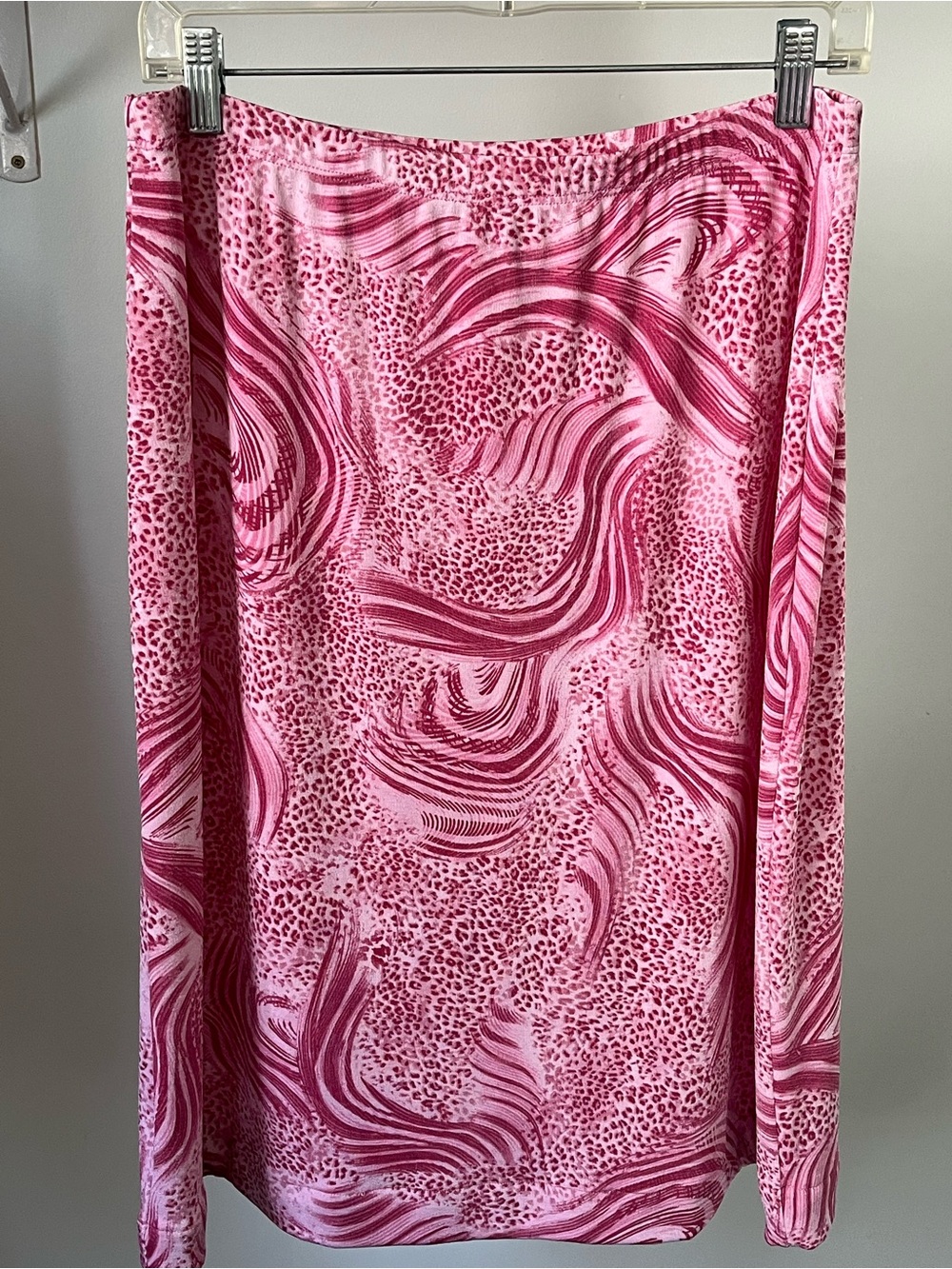 Kim&Co Pink Funky Wave & Leopard Print Midi Skirt Size XL - Picture 5 of 9